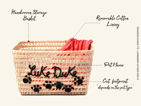 Personalized Cat Toy Basket | Custom Pet Toy Basket
